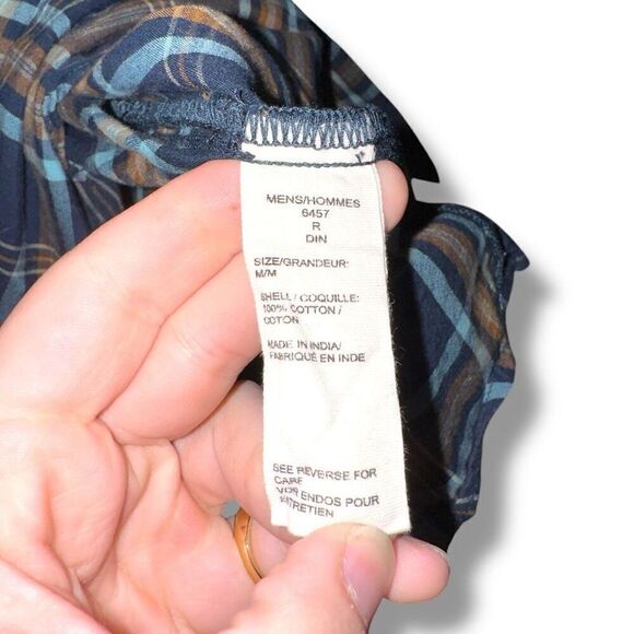Woolrich 90s Blue Plaid Button Down Shirt Sz M - Picture 6 of 7